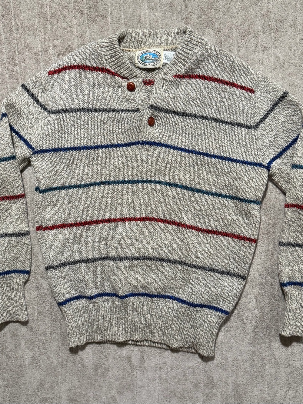 Vintage Environment Clothing Co Sweater Mens Medium Wool Dad Henley USA Knit